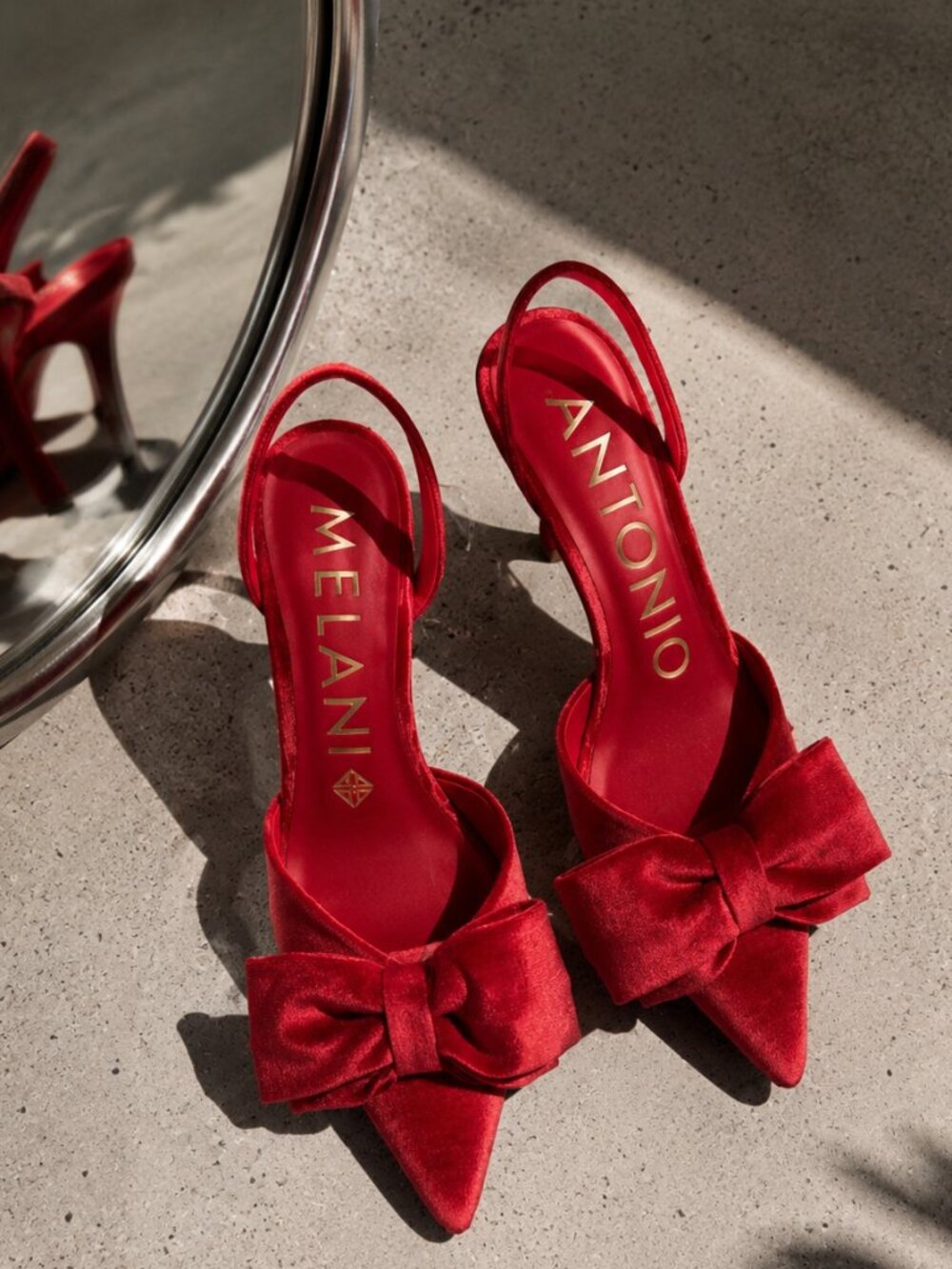 Antonio Melani Gentry Santorini Red Velvet Bow Slingback Pumps 9.5 NWOB - Picture 1 of 8